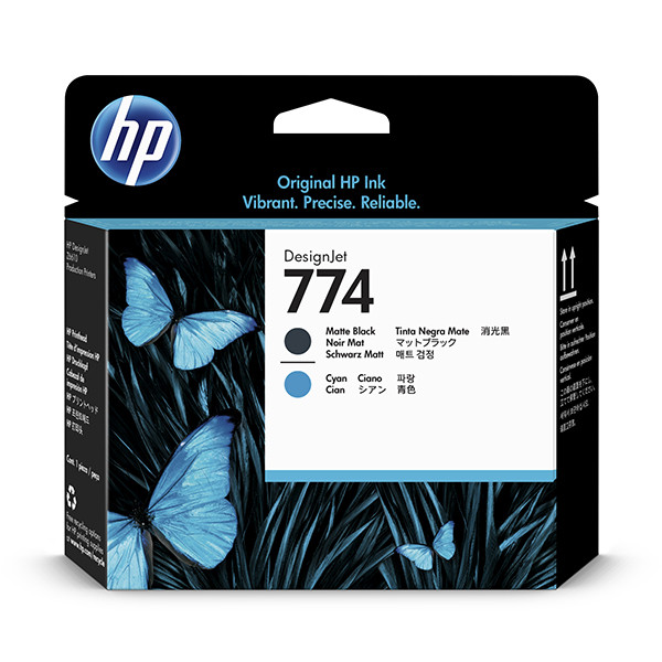 HP 774 (P2W01A) matte black and cyan printhead (original) P2W01A 055362 - 1