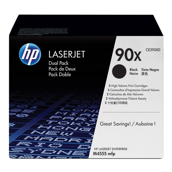 HP 90X (CE390XD) high capacity black toner 2-pack (original HP) CE390XD 054122 - 1