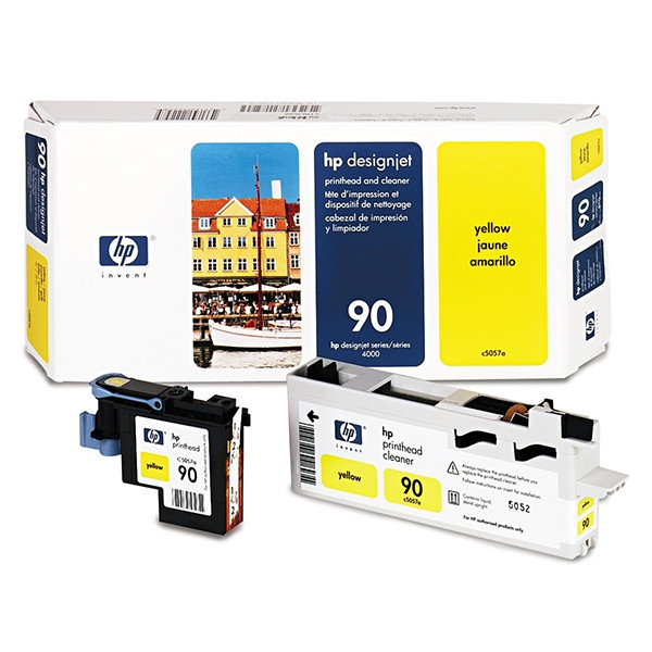 HP 90 (C5057A) yellow printhead and printhead cleaner (original HP) C5057A 030615 - 1