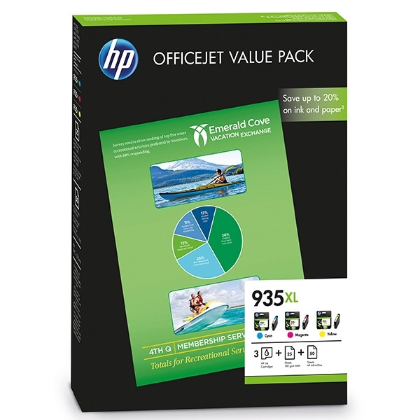 HP 935XL (F6U78AE) Value Pack with 75 sheets of paper (original HP) F6U78AE 044460 - 1
