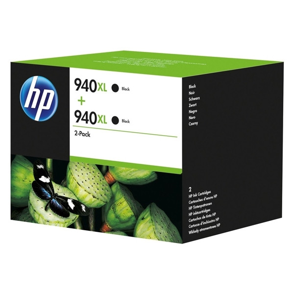 HP 940XL (D8J48AE) high capacity black ink cartridge 2-pack (original HP) D8J48AE 044342 - 1