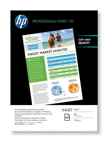 HP Q6593A, 120gsm, A4, Professional matte Paper (200 sheets) Q6593A 064800 - 1