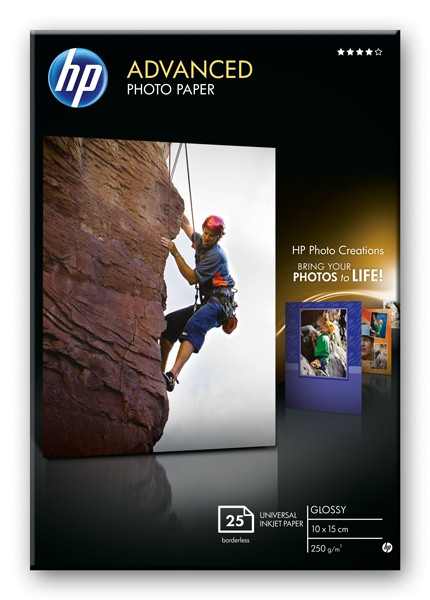 HP Q8691A Advanced Glossy Photo Paper 250g 10 x 15cm borderless (25 sheets) Q8691A 064860 - 1