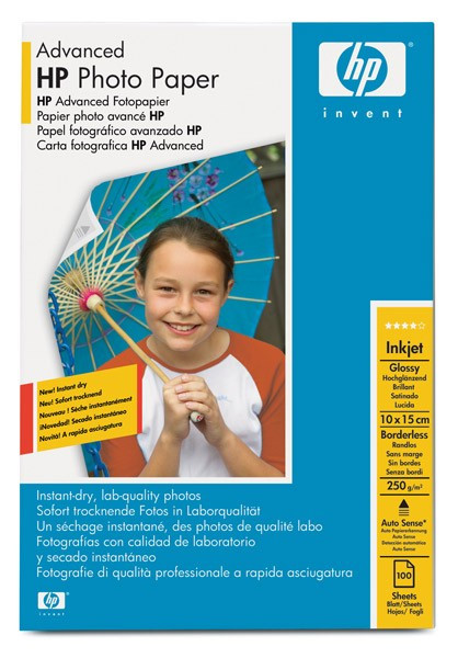 HP Q8692A Advanced Glossy Photo Paper 250g 10 x 15cm borderless (100 sheets) Q8692A 064864 - 1