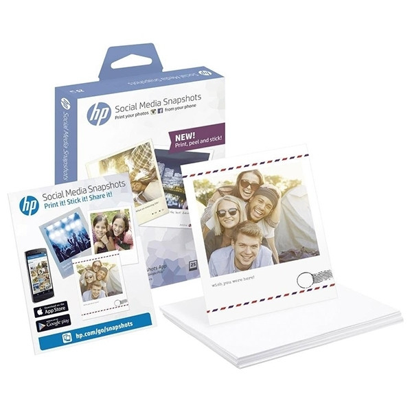 HP W2G60A social media self-adhesive snapshot paper 265 grams 10 x 13 cm (25 sheets) W2G60A 151130 - 1