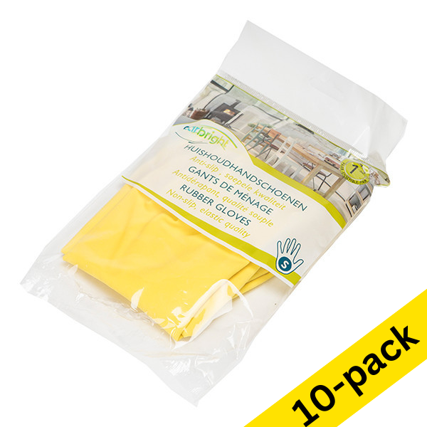 HY@PRO yellow latex cleaning gloves (size S) (10-pack) SHY00311 - 1