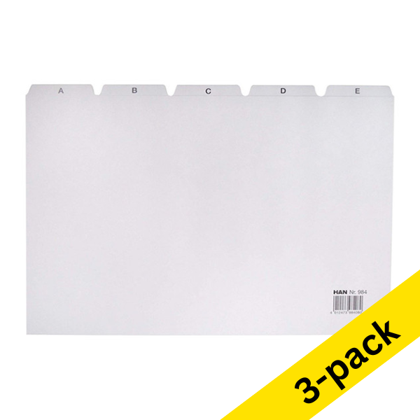 Han grey A4 tab card 297mm x 210/220mm (3-pack) 218082 - 1