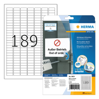 Herma 10001 white A4 removable labels, 25.4mm x 10mm (4725 labels) 238663