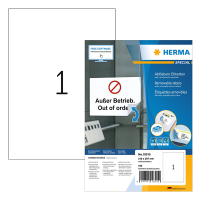 Herma 10315 white A4 removable labels, 210mm x 297mm (100 labels) 230623