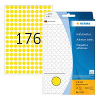 Herma 2211 round yellow multifunctional labels, Ø 8mm (5,632 labels) 230720