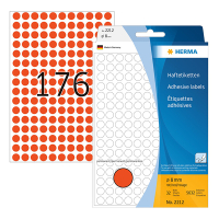 Herma 2212 round red multipurpose labels, Ø 8mm (5,632 labels) 230722