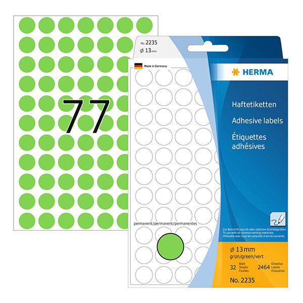 Herma 2235 round green multipurpose labels, Ø 13mm (2,464 labels) 230702 - 1