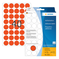 Herma 2252 round red multipurpose labels, Ø 19mm (1,280 labels) 230709