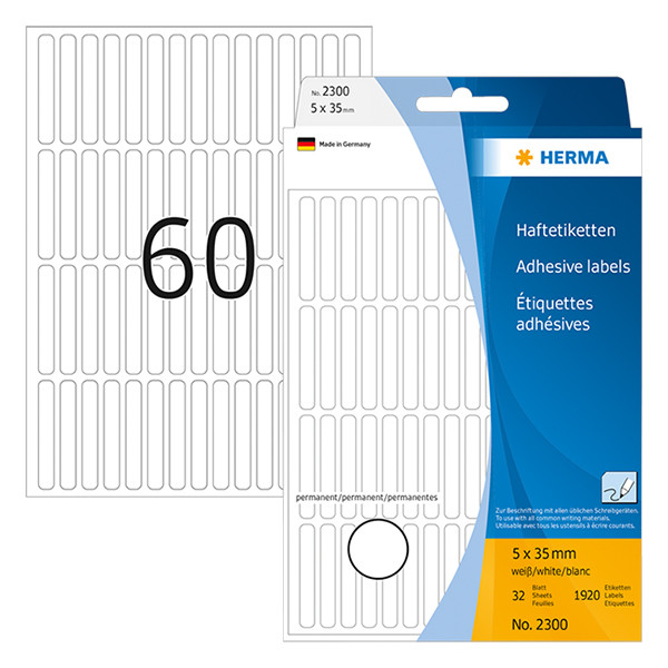 Herma 2300 white multifunctional labels, 5mm x 35mm (1,920 labels) 2300 230426 - 1