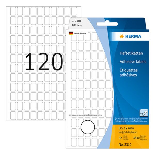 Herma 2310 white multifunctional labels, 8mm x 12mm (3,840 labels) 2310 230427 - 1