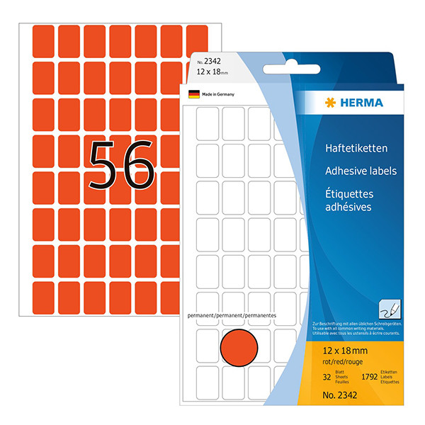 Herma 2342 red multipurpose labels, 12mm x 18mm (1,792 labels) 230661 - 1