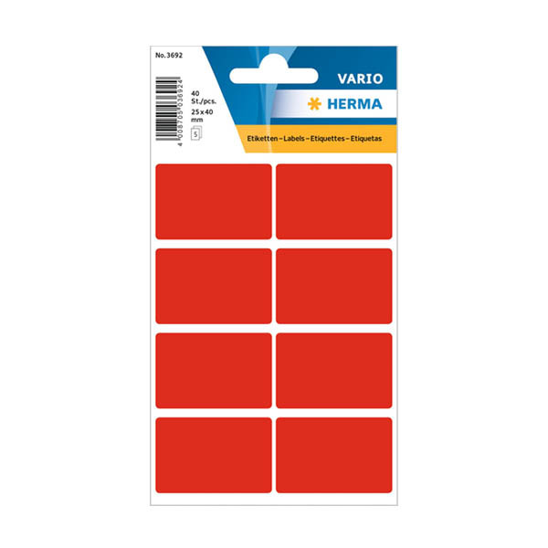 Herma 3692 red multifunctional labels, 25mm x 40mm (40 labels) 230977 - 1