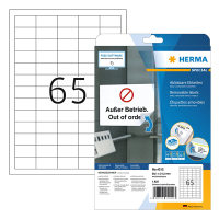 Herma 4212 white A4 removable labels, 38.1mm x 21.2mm (1625 labels) 230638