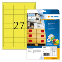 Herma 5140 neon yellow A4 permanent adhesive labels, 63.5mm x 29.6mm (540 labels) 230527