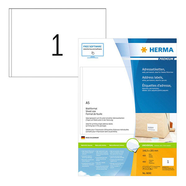 Address labels (205 x 148.5mm) | Herma Premium 8690 | 400 labels 230415 - 1
