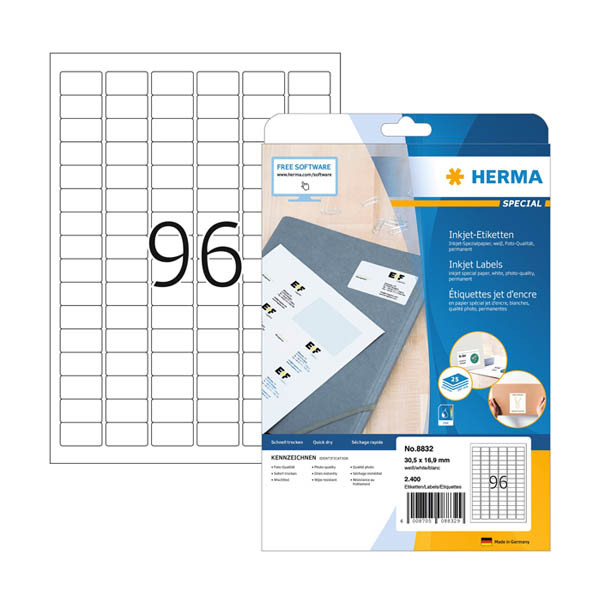 Inkjet labels (30.5 x 16.9mm) | Herma 8832 | 2,400 labels 230819 - 1
