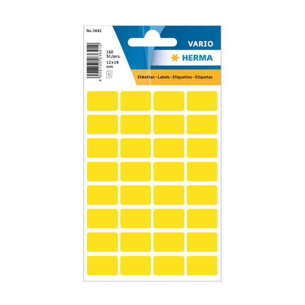 Label multi-purpose sticker sheets 12mm x 18mm | yellow | Herma 3641 | 160 labels 231020 - 1