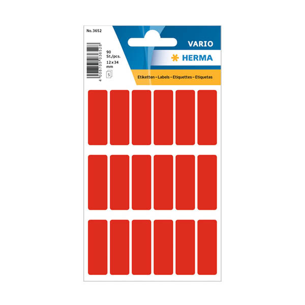 Label multi-purpose sticker sheets 12mm x 34mm | red | Herma 3651 | 90 labels 230975 - 1