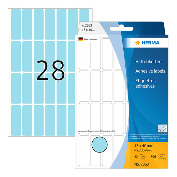 Label multi-purpose sticker sheets 13mm x 40mm | blue | Herma 2363 | 896 labels 230667 - 1