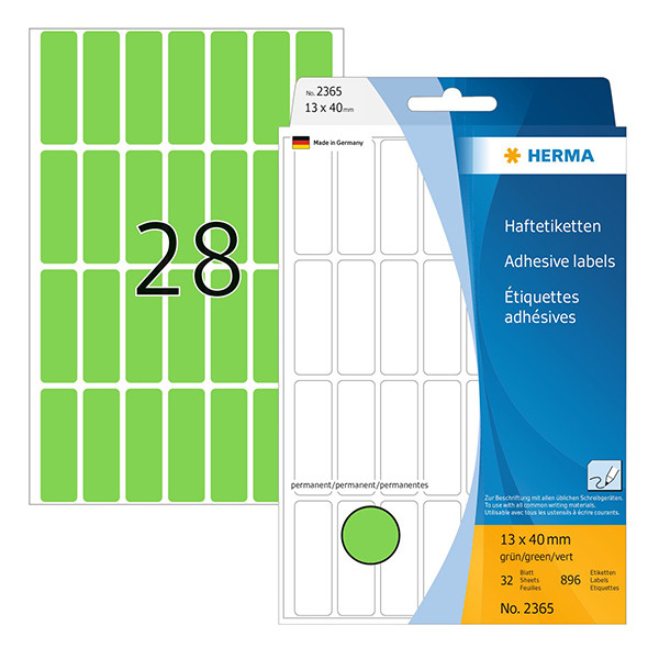 Label multi-purpose sticker sheets 13mm x 40mm | green | Herma 2365 | 896 labels 230669 - 1