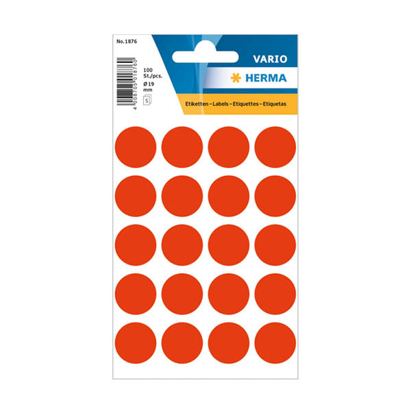 Marking dots Ø19mm (fluorescent red) | Herma 1876 | 100 stickers 230993 - 1