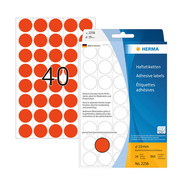 Marking dots Ø19mm (fluorescent red) | Herma 2256 | 960 stickers 230923 - 1