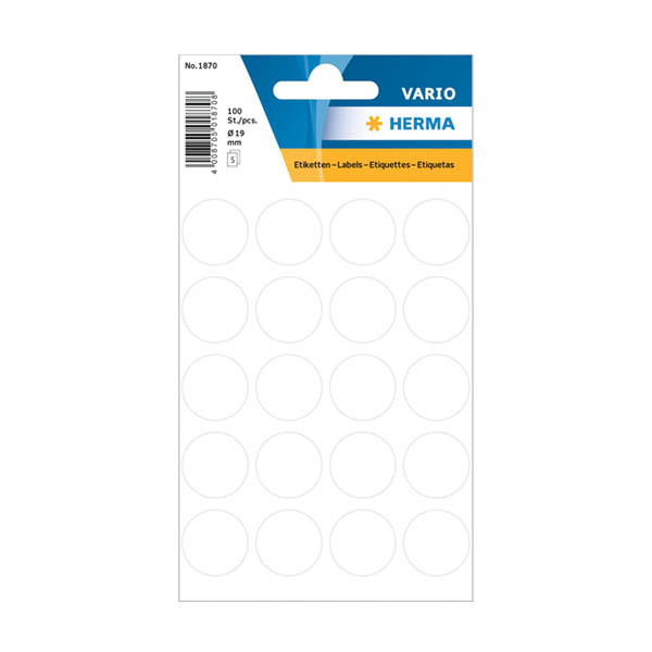 Marking dots Ø19mm (white) | Herma 1870 | 100 stickers 230997 - 1
