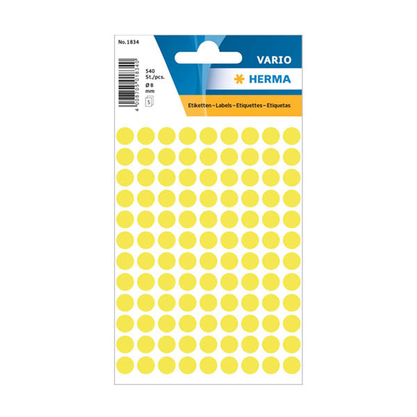 Marking dots Ø8mm (fluorescent yellow) | Herma 1834 | 540 stickers 230999 - 1