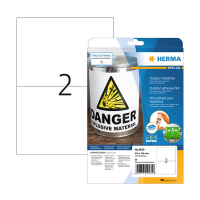 Herma Outdoor 9535 white A4 weatherproof foil labels, 210mm x 148mm (20 labels) 230881