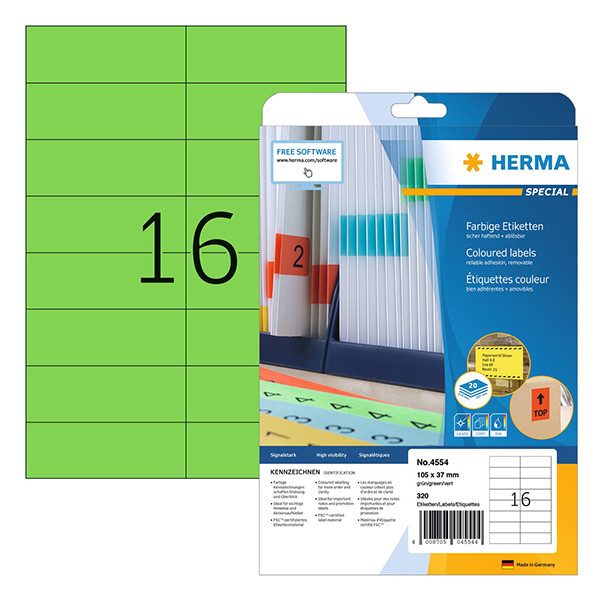 Removable labels (105 x 37mm, green) | Herma 4554 | 320 labels 230802 - 1