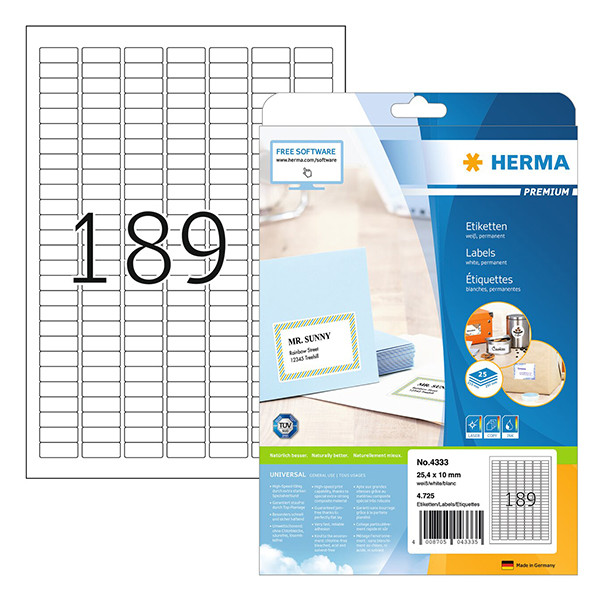 Removable labels (25.4 x 10mm) | Herma 4333 | 4,725 labels 230588 - 1