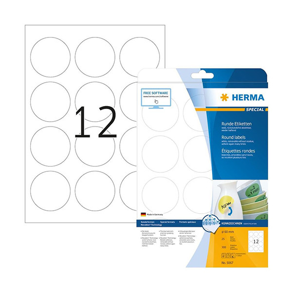 Removable round labels (Ø 60mm) | Herma 5067 | 300 labels 230401 - 1