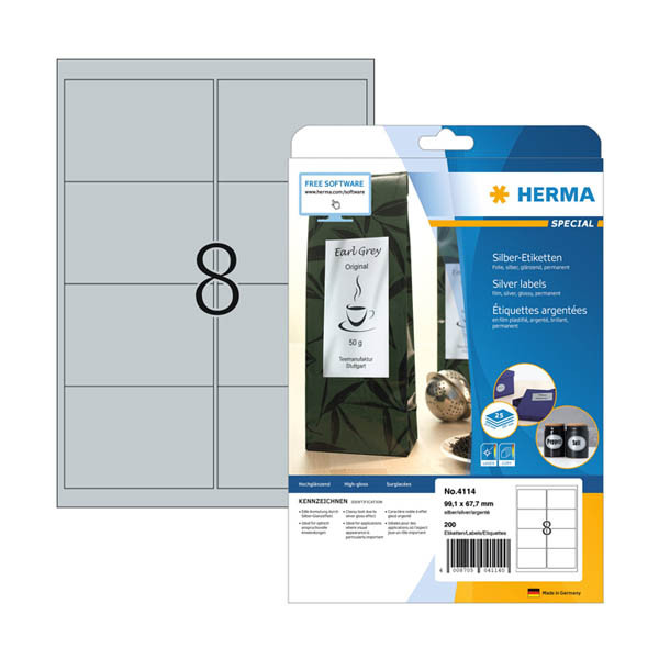 Weatherproof foil labels (99.1 x 67.7mm, silver) | Herma 4114 | 200 labels 231034 - 1