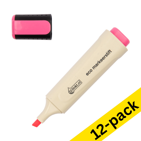 Highlighter | pink | 123ink Eco | 12-pack 390582 - 1