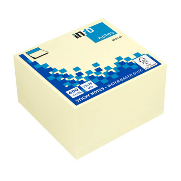 Recycled Sticky Notes 75 x 75mm | 400 sheets yellow | Info Notes 303233 - 1