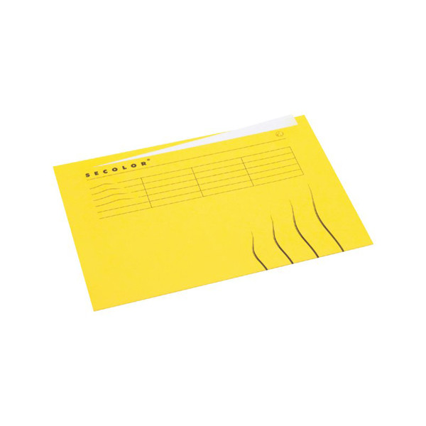 Jalema Secolor yellow folio landscape inlay folder with line print and table (25-pack) 3164106 234734 - 1