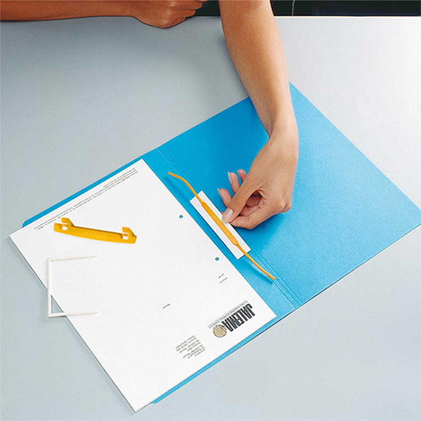 Jalema yellow/white archive binder clip with self-adhesive strip (100-pack) 234646 - 4