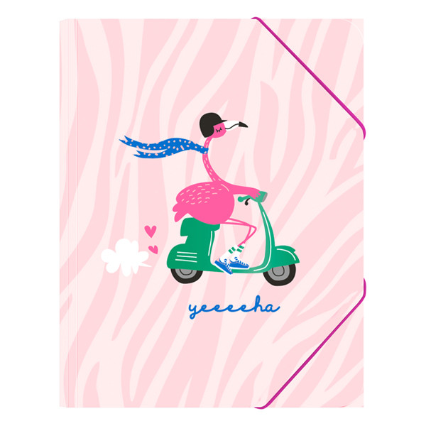 A4 Elastomer folder | cardboard | Kangaro Blah Blah pink flamingo 206911 - 1