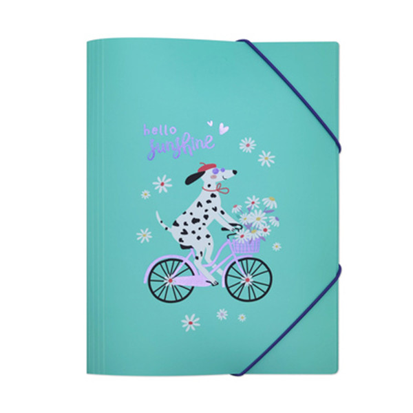 Kangaro Bonjour Babe dalmatian on bicycle A4 elastic folder K-PM930053 056716 - 1
