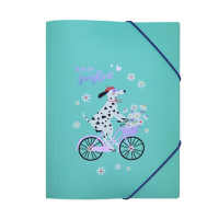 Kangaro Bonjour Babe dalmatian on bicycle A4 elastic folder K-PM930053 056716