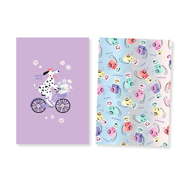 Kangaro Bonjour Babe dalmatian/polaroid cameras A4 lined notebook assorted (2-pack) K-PM910009 056703 - 1