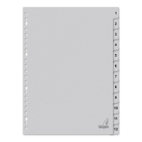 Cardboard tabs 1-12 (12 tabs) | A4, 23-hole | Kangaro ECO grey 056784