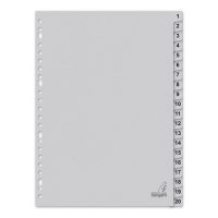 Cardboard tabs 1-20 (20 grey tabs) | A4, 23-hole | Kangaro ECO 056787