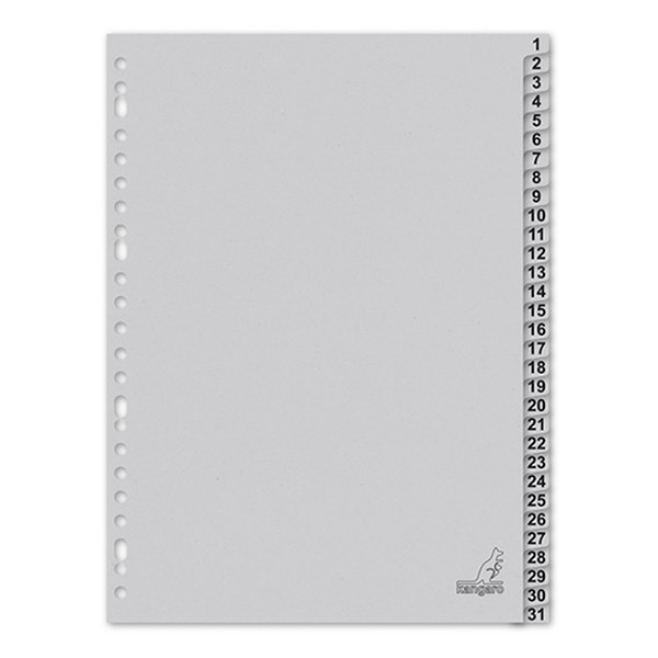 Cardboard tabs 1-31 (31 grey tabs) | A4, 23-hole | Kangaro ECO 056788 - 1