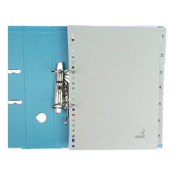 Cardboard tabs 1-7 (7 tabs) | A4, 23-hole | Kangaro ECO grey 056792 - 3